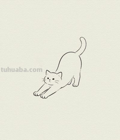 简笔画 慵懒猫咪的可爱瞬间丨每天一幅画分享 - 图画吧TUHUABA