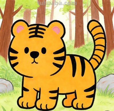 大家好！今天我带大家画老虎的简笔画。 - 图画吧TUHUABA
