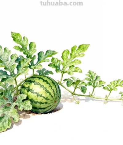 水彩画｜西瓜 - 图画吧TUHUABA