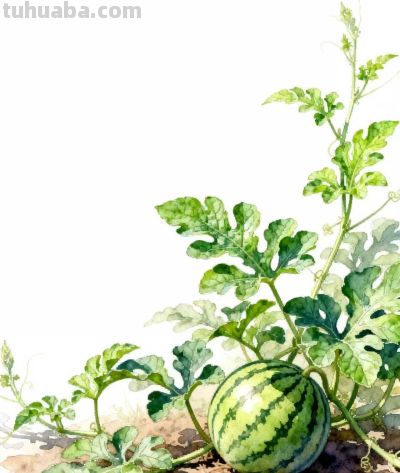 水彩画｜西瓜 - 图画吧TUHUABA
