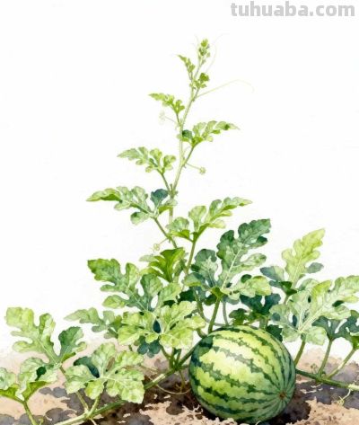 水彩画｜西瓜 - 图画吧TUHUABA