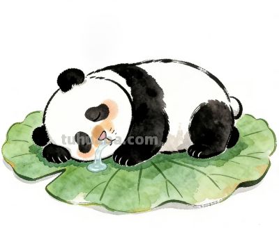 熊猫扇风驱酷暑 水彩绘出萌趣足丨Kdai有画说分享 - 图画吧TUHUABA