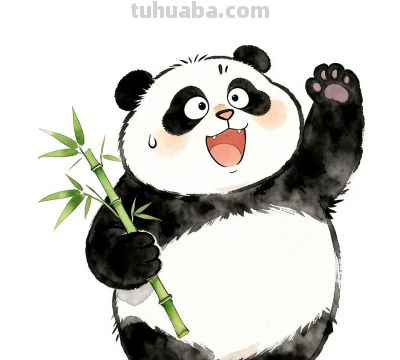 熊猫扇风驱酷暑 水彩绘出萌趣足丨Kdai有画说分享 - 图画吧TUHUABA