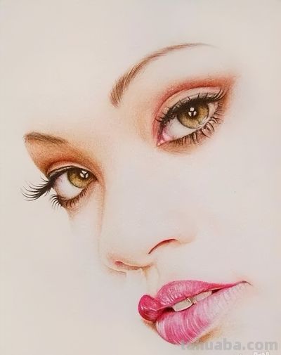 一组优美性感的明星肖像彩铅画！ - 图画吧TUHUABA