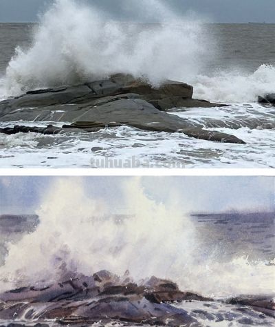 2 分钟学会！水彩海景 “虚实” 画法，新手也能画出高级感 - 今日头条