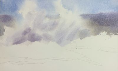 2 分钟学会！水彩海景 “虚实” 画法，新手也能画出高级感 - 图画吧TUHUABA