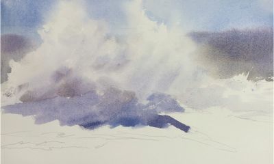 2 分钟学会！水彩海景 “虚实” 画法，新手也能画出高级感 - 图画吧TUHUABA