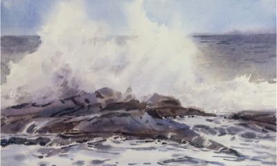 2 分钟学会！水彩海景 “虚实” 画法，新手也能画出高级感 - 图画吧TUHUABA