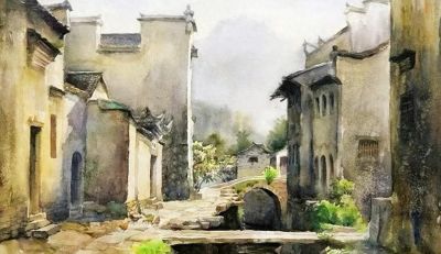 画里乡村，水彩徽州 - 图画吧TUHUABA