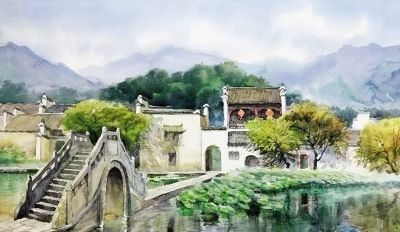 画里乡村，水彩徽州 - 图画吧TUHUABA