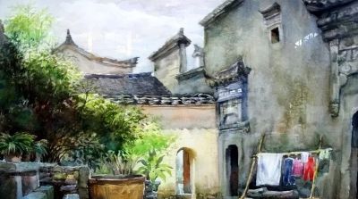 画里乡村，水彩徽州 - 图画吧TUHUABA