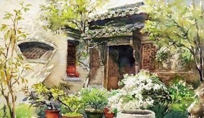 画里乡村，水彩徽州 - 图画吧TUHUABA