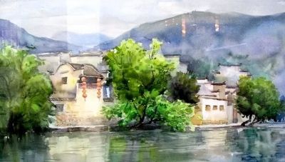 画里乡村，水彩徽州 - 图画吧TUHUABA