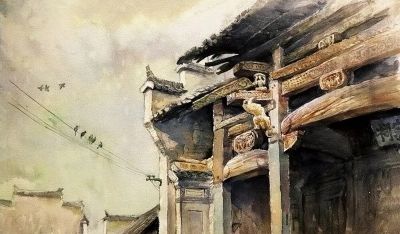 画里乡村，水彩徽州 - 图画吧TUHUABA