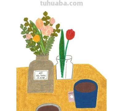 粉嫩柔和的居家静物与花卉｜韩国插画师dalnuun - 图画吧TUHUABA