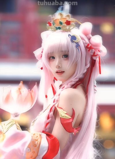 小白兔奶糖cos西施，身穿粉红色衣裙，头戴粉色假发，造型超可爱 - 图画吧TUHUABA