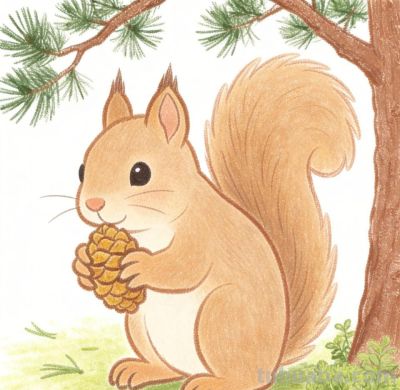 小猪学简笔画-松鼠 - 图画吧TUHUABA