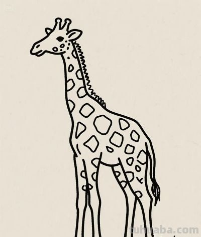 简笔画｜简约插画｜草地上的长颈鹿 - 图画吧TUHUABA