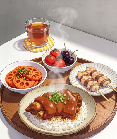 一人食插画 | 把春天装进今天的午餐盘 - 图画吧TUHUABA