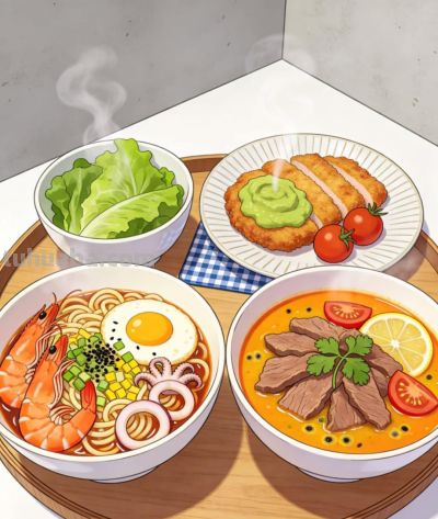 一人食插画 | 把春天装进今天的午餐盘 - 图画吧TUHUABA