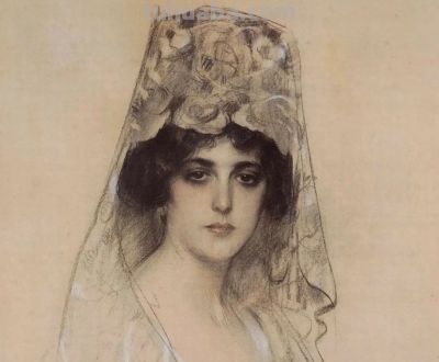 拉蒙·卡萨斯的素描，捕捉人物的瞬间神态的精品 - 图画吧TUHUABA