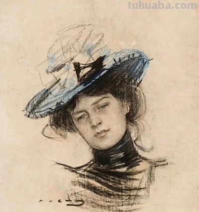 拉蒙·卡萨斯的素描，捕捉人物的瞬间神态的精品 - 图画吧TUHUABA