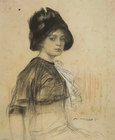 拉蒙·卡萨斯的素描，捕捉人物的瞬间神态的精品 - 图画吧TUHUABA