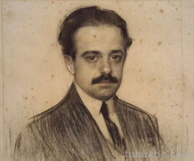 拉蒙·卡萨斯的素描，捕捉人物的瞬间神态的精品 - 图画吧TUHUABA