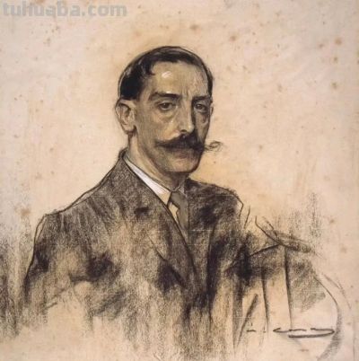 拉蒙·卡萨斯的素描，捕捉人物的瞬间神态的精品 - 图画吧TUHUABA