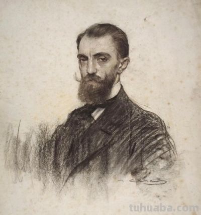 拉蒙·卡萨斯的素描，捕捉人物的瞬间神态的精品 - 图画吧TUHUABA