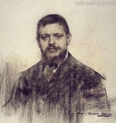 拉蒙·卡萨斯的素描，捕捉人物的瞬间神态的精品 - 图画吧TUHUABA