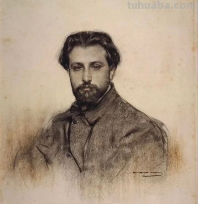 拉蒙·卡萨斯的素描，捕捉人物的瞬间神态的精品 - 图画吧TUHUABA