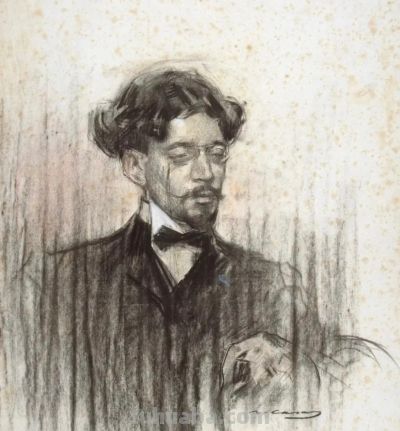 拉蒙·卡萨斯的素描，捕捉人物的瞬间神态的精品 - 图画吧TUHUABA