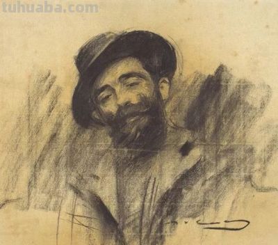 拉蒙·卡萨斯的素描，捕捉人物的瞬间神态的精品 - 图画吧TUHUABA