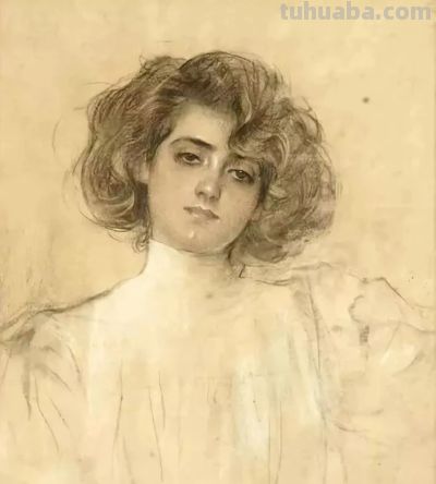 拉蒙·卡萨斯的素描，捕捉人物的瞬间神态的精品 - 图画吧TUHUABA