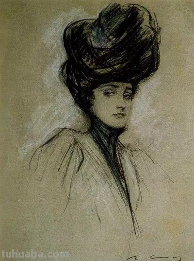 拉蒙·卡萨斯的素描，捕捉人物的瞬间神态的精品 - 图画吧TUHUABA