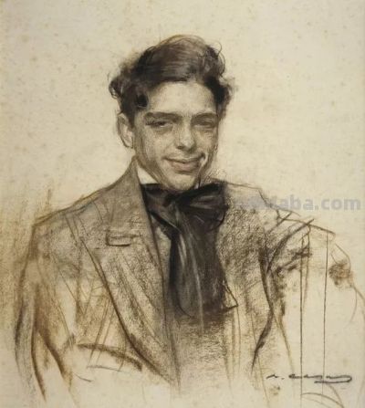 拉蒙·卡萨斯的素描，捕捉人物的瞬间神态的精品 - 图画吧TUHUABA