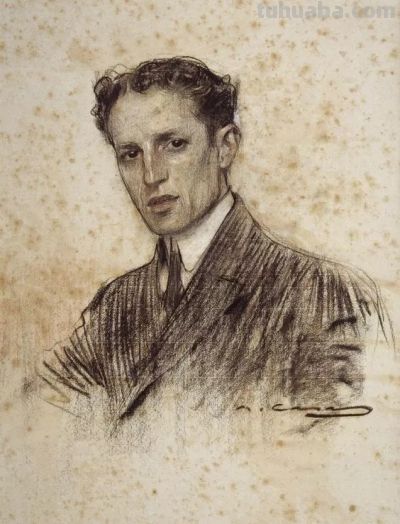 拉蒙·卡萨斯的素描，捕捉人物的瞬间神态的精品 - 图画吧TUHUABA