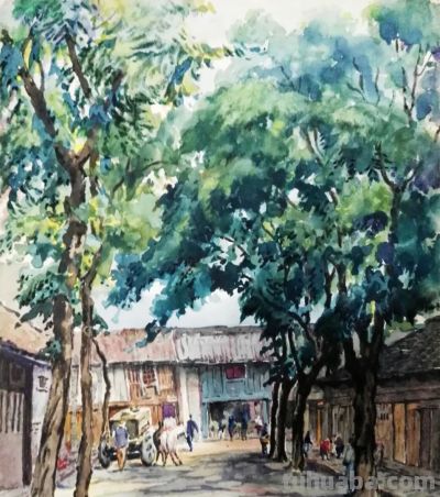 一生业余画画，他笔下的水彩，道尽了家乡的美 - 图画吧TUHUABA