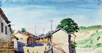 一生业余画画，他笔下的水彩，道尽了家乡的美 - 图画吧TUHUABA