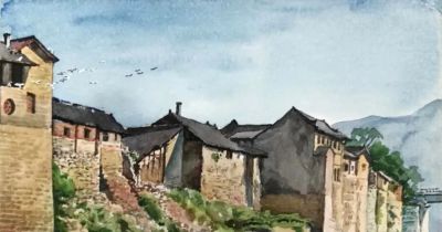 一生业余画画，他笔下的水彩，道尽了家乡的美 - 图画吧TUHUABA