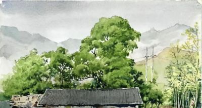 一生业余画画，他笔下的水彩，道尽了家乡的美 - 图画吧TUHUABA