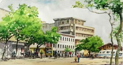 一生业余画画，他笔下的水彩，道尽了家乡的美 - 图画吧TUHUABA