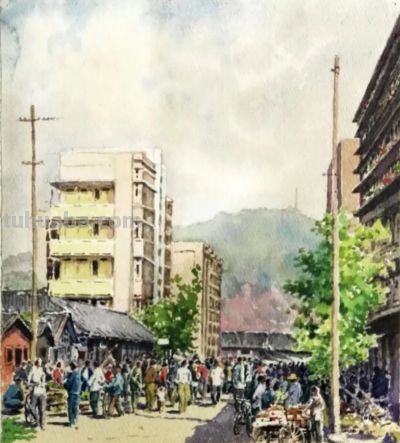 一生业余画画，他笔下的水彩，道尽了家乡的美 - 图画吧TUHUABA