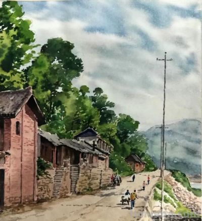 一生业余画画，他笔下的水彩，道尽了家乡的美 - 图画吧TUHUABA
