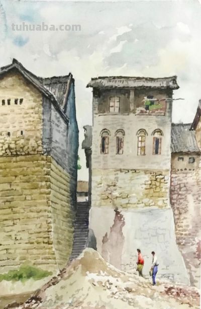 一生业余画画，他笔下的水彩，道尽了家乡的美 - 图画吧TUHUABA