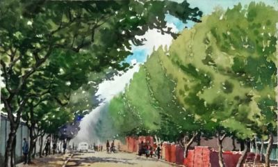 一生业余画画，他笔下的水彩，道尽了家乡的美 - 图画吧TUHUABA