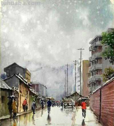 一生业余画画，他笔下的水彩，道尽了家乡的美 - 图画吧TUHUABA