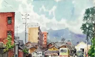 一生业余画画，他笔下的水彩，道尽了家乡的美 - 图画吧TUHUABA