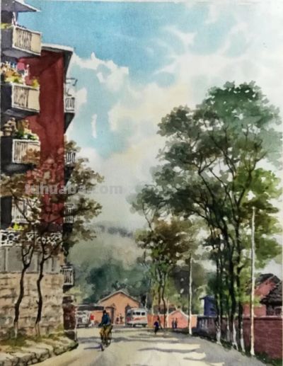 一生业余画画，他笔下的水彩，道尽了家乡的美 - 图画吧TUHUABA